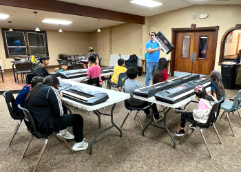 ACS educator Jared Abrahamson teaches group keyboard class via Northglenn Alliance